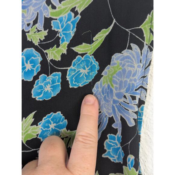 Vtg 1990s Silk Floral Midi Dress Womens Large Allison Taylor Dark Fairy Grunge - Picture 7 of 9